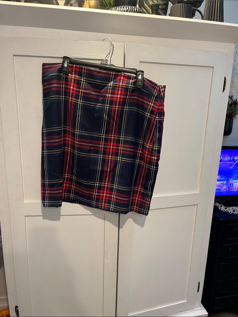 Navy, Red and Yellow Plaid Mini Skirt